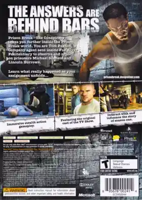 Prison Break The Conspiracy (USA) box cover back